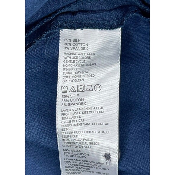 Tommy Bahama Silk Blend Short Sleeve Shirt Mens XL Navy Blue Camp Button Front - Picture 6 of 7